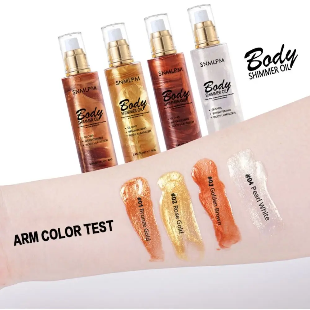 4 Color Shimmer Body Lumrizer Waterdichte Body Shimmer Olie Bevochtigende Bevochtigende Vloeistof Body Highligther Voor Vrouwen En Meisjes