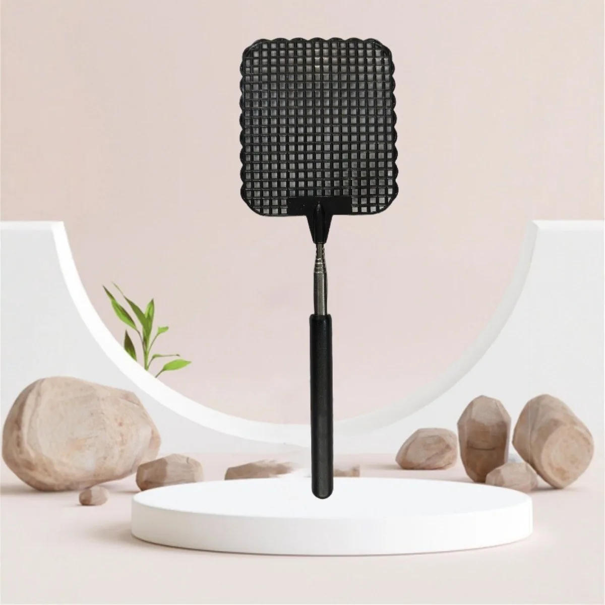 1 Pack Black Telescopic Fly Swatter Stainless Steel Extendable Handle Mosquito Swatter for Home Kitchen Indoor Outdoor Use
