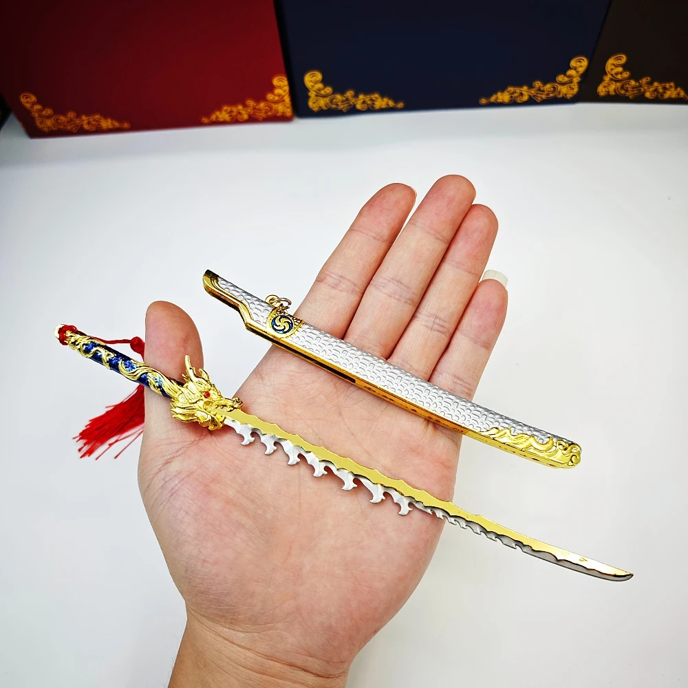 Naraka: Bladepoint Game Peripheral Metal Sheathed Weapons Dragon Arc Tachi Static Model Sword Handicraft Ornament Toy Keychain
