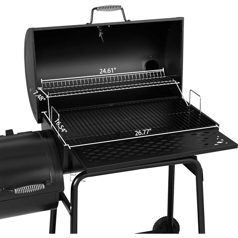 Offset Smoker Charcoal Grill with Cover - Perfect for Outdoor BBQs and Backyard Gatherings