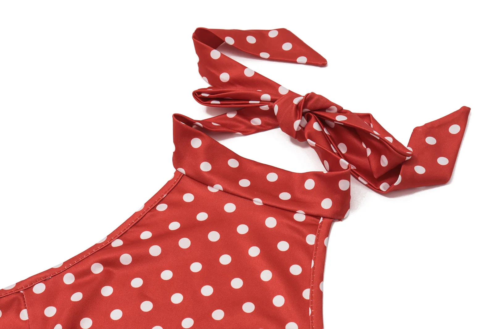Elegantes, schulterfreies Minikleid mit Polka-Dot-Muster, ärmellos, rückenfrei, hohe Taille, Neckholder, Y2K-Sommermode, Club-Party, Damenkleid – Detail 33