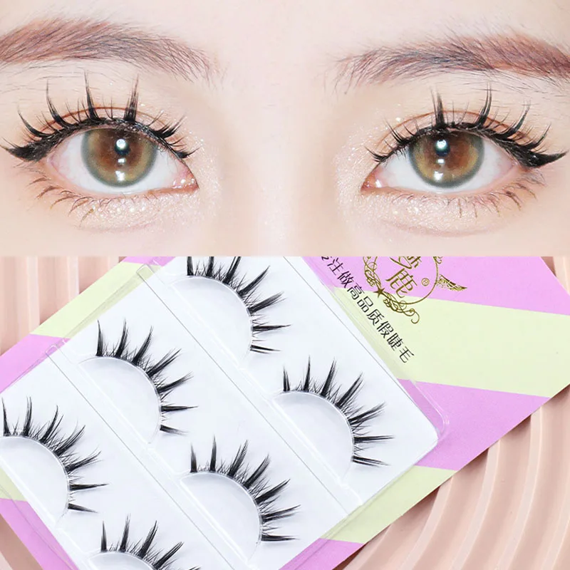 New Hand Thick False Eyelashes Tapered Cross Messy Soft Natural Fake Eyelashes Daily Dating Lashes Makeup Products