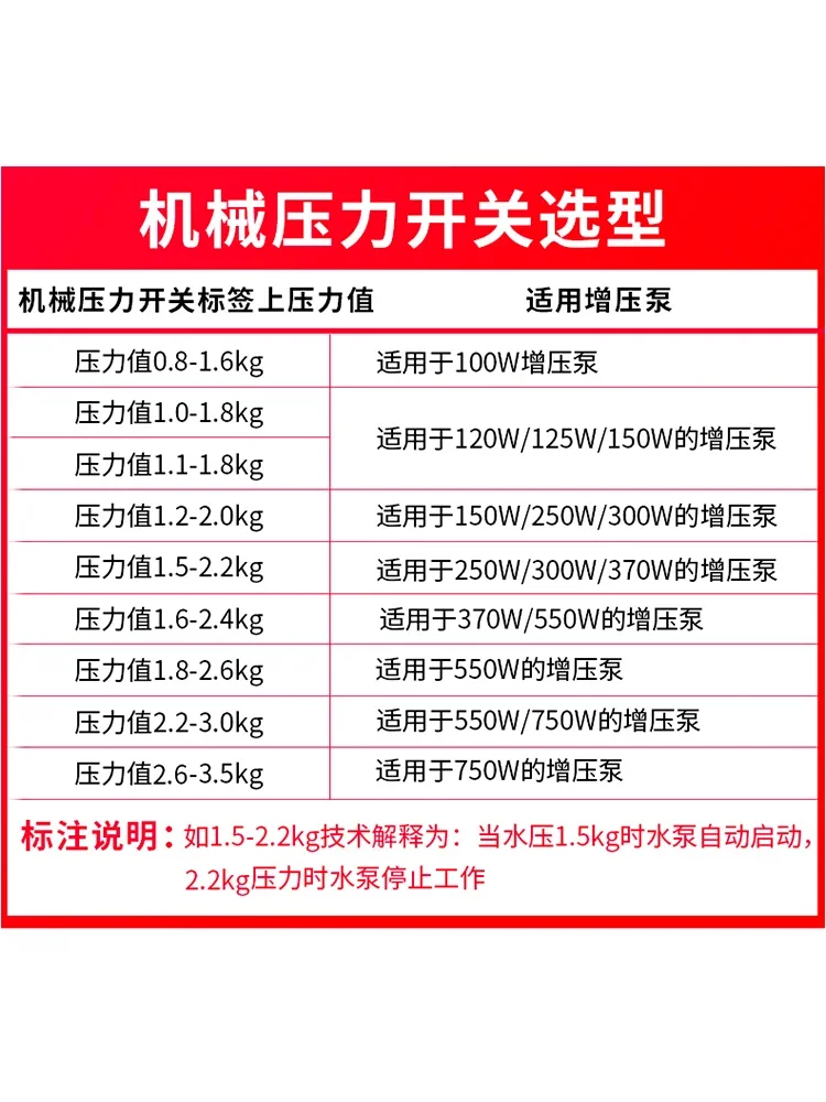 Fully automatic household self suction booster pump pressure switch, water pressure mechanical electronic adjustable controller