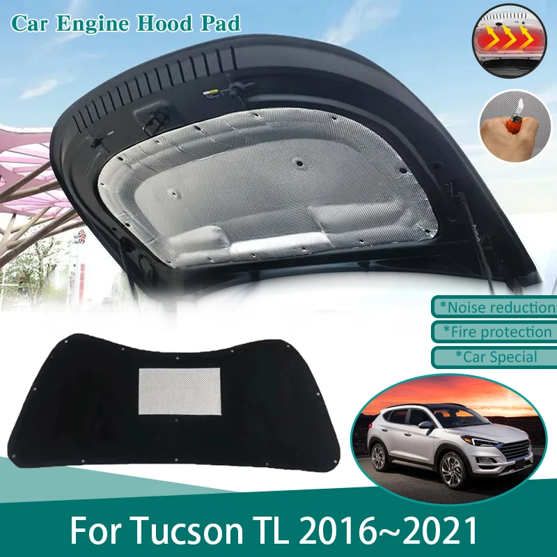 

Engine Insulation Mat For Hyundai Tucson TL MK3 2016~2021 2017 2018 2019 2020 Front Hood Soundproof Cotton Cover Car Accessories