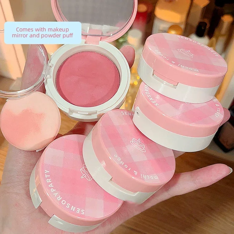 Heallor Sweet Korean Blush Comes with Makeup Mirror and Puff Long Lasting Brightening Face Contouring Shadow Blusher Peach Cheek