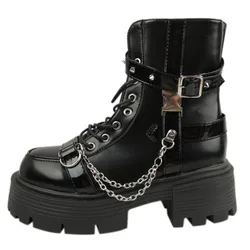 Nuovissimi stivaletti da donna con plateau Goth Fashion Buckle Zip Rivet Punk zeppe tacchi alti stivali da donna Party Street scarpe da donna
