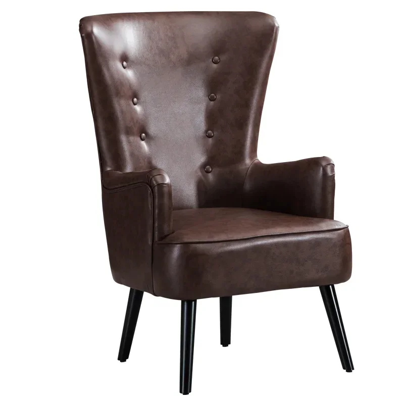 TTAmerican Single Leather Sofa Tiger Chair, Nordic Sofa High Back Chair Retro Leather Art Sofa