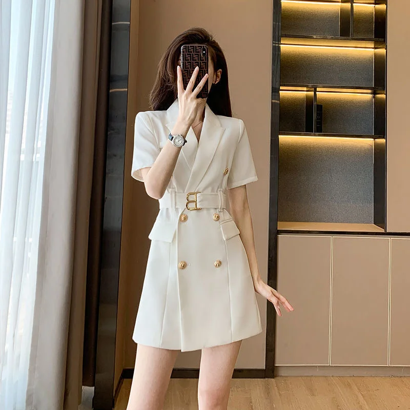 Spring Summer New Women\'s Fashion Temperament Small Fragrance French High-Grade White Dress Summer Niche Design Short Skirt Suit