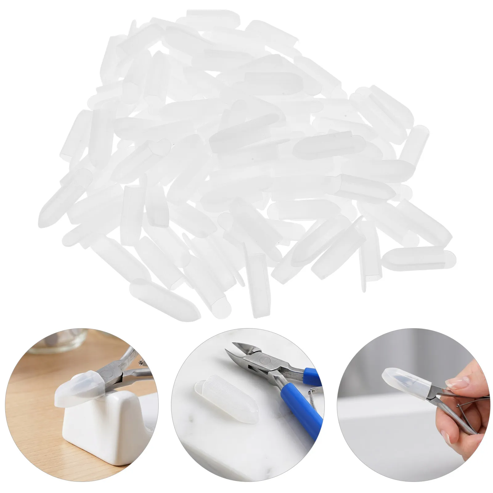 100Pcs Transparent Plastic Nipper Covers Nail Care Tool Protective Cap Salon Cuticle Nipper Storage Guard Blade Protector