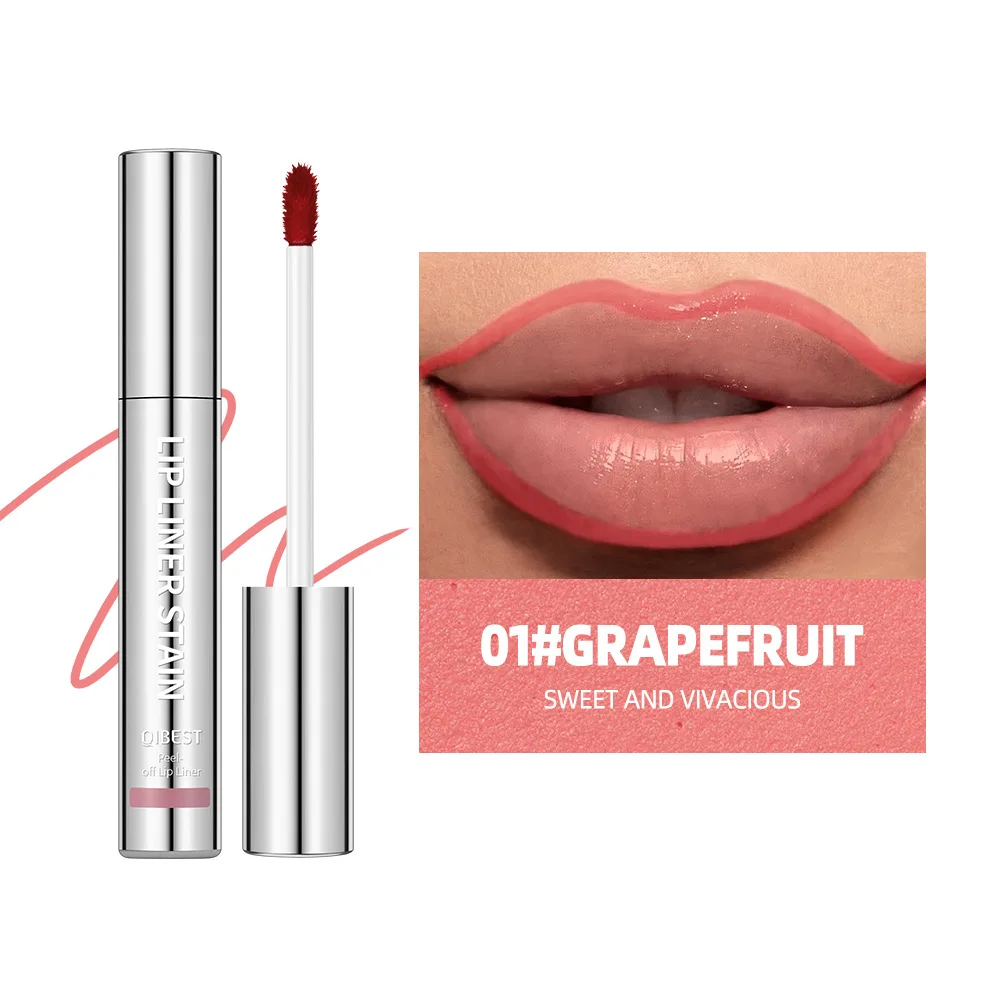 QIBEST Lip Liner Peel Off Tattoo Lipgloss Impermeabile a lunga durata Matte Lip Tint Contorno marrone Tear-off Lip Stain Cosmetici