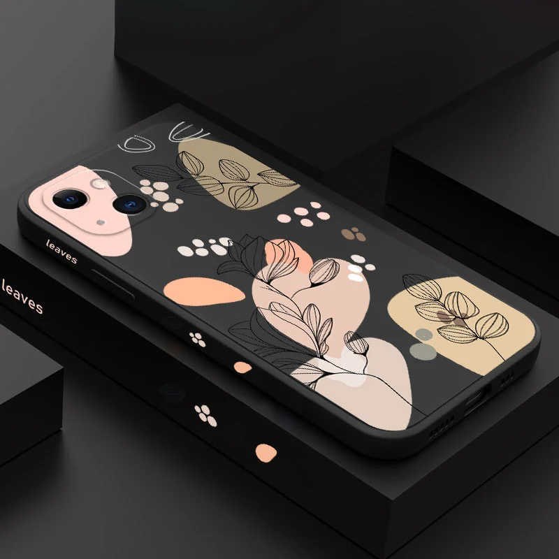 Abstract Plants Flower Silicone Phone Case for iPhone 17 13 12 11 14 15 16 Pro Max Case iPhone 16Plus 16E 17Air Shockproof Cover