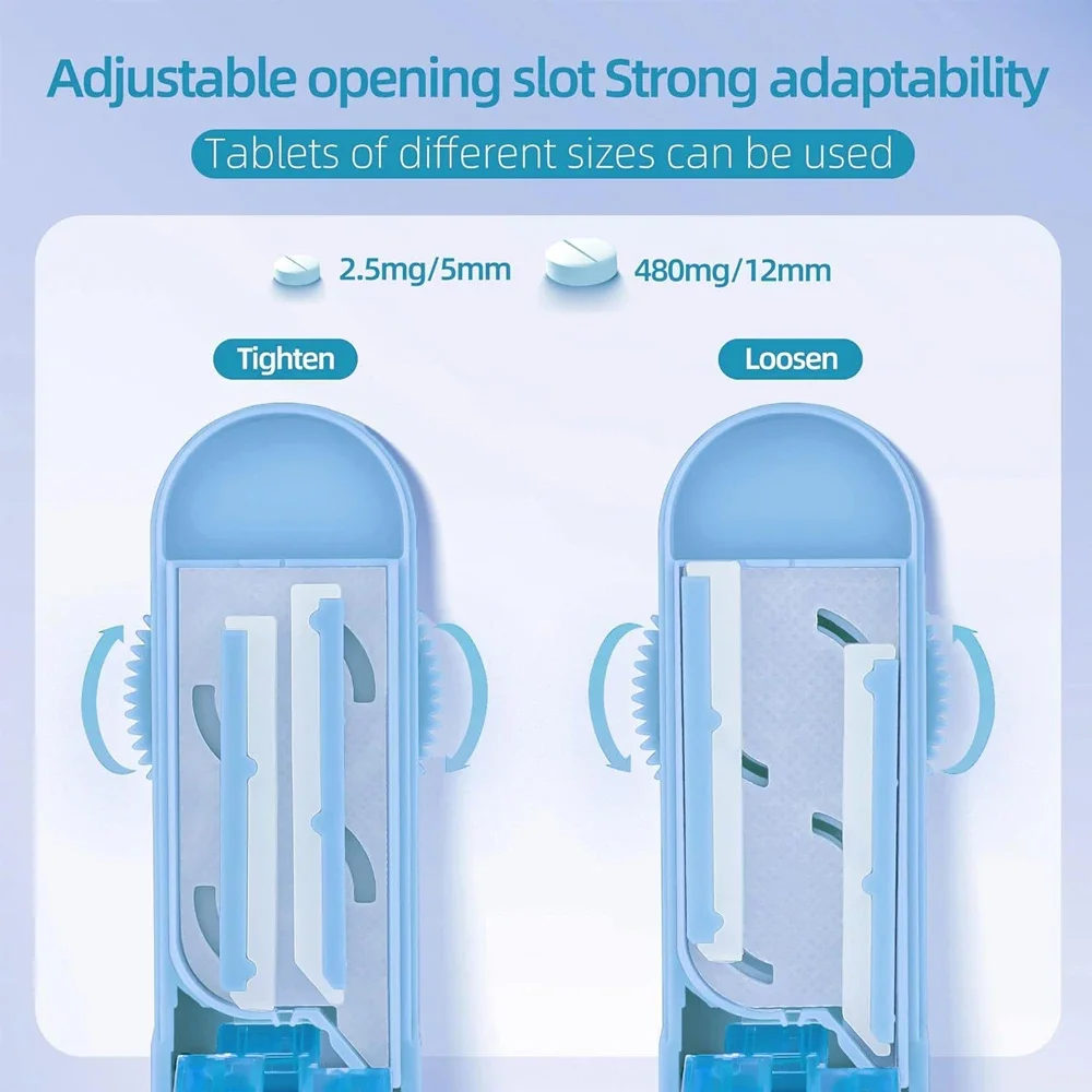 BOTQTOW Adjustable Pill Splitter - 1PC Stainless Steel Cutter with Blade Guard & Precise Alignment for Accurate Pill Cutting view 4