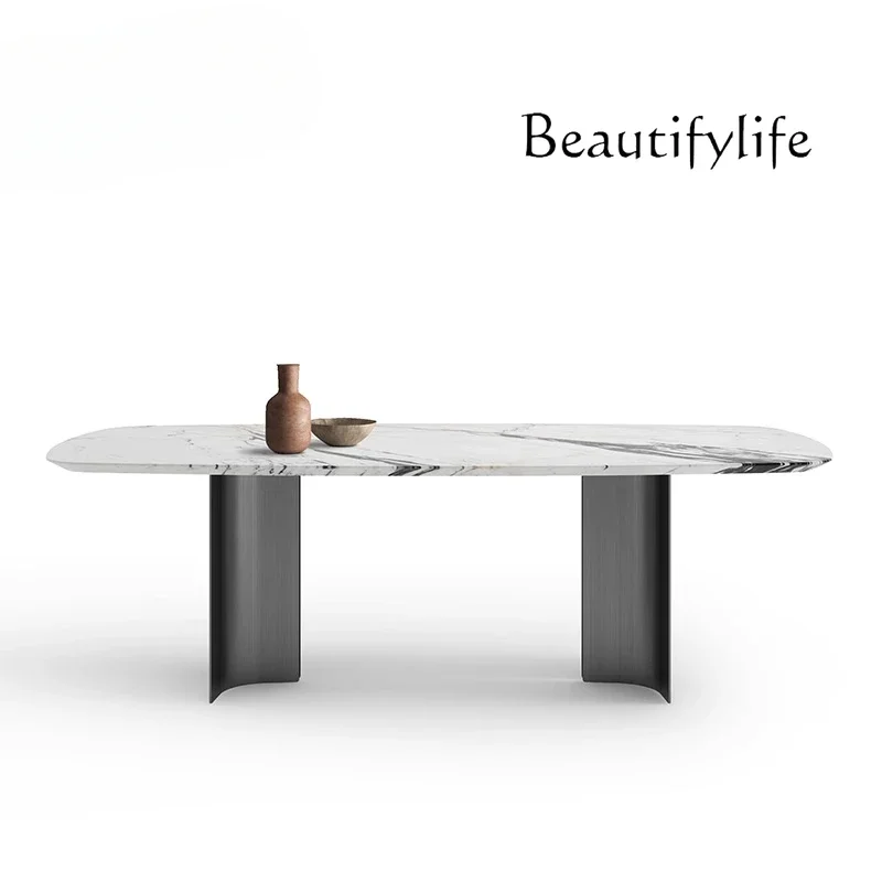 M Italian Light Luxury Dining Table Imported Large White Natural Luxury Stone Modern Long Marble Dining Table