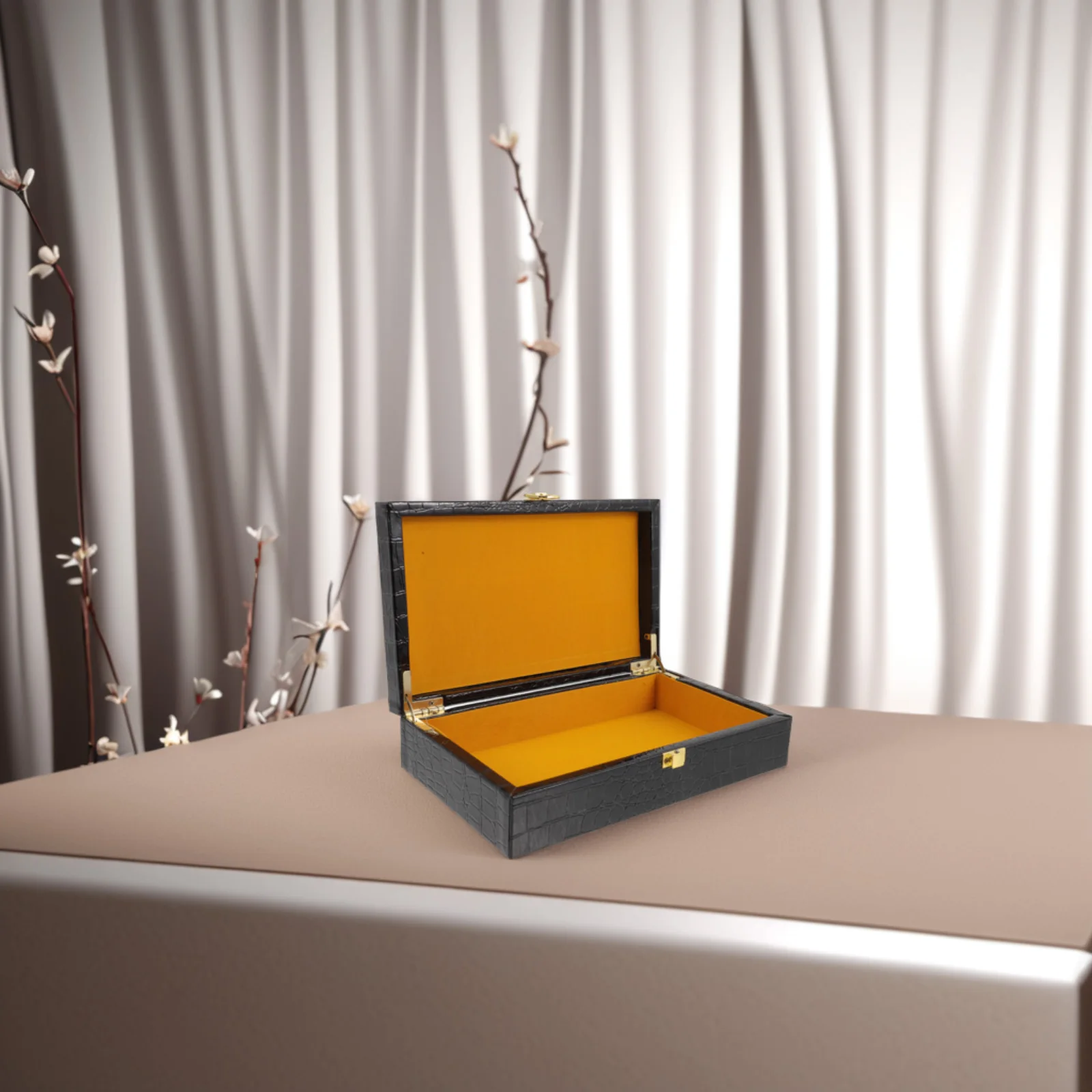 

Stylish Case Storage Box Imitation Crocodile Pattern Durable Portable Humidor Travel Container Protective Compact Packing Box