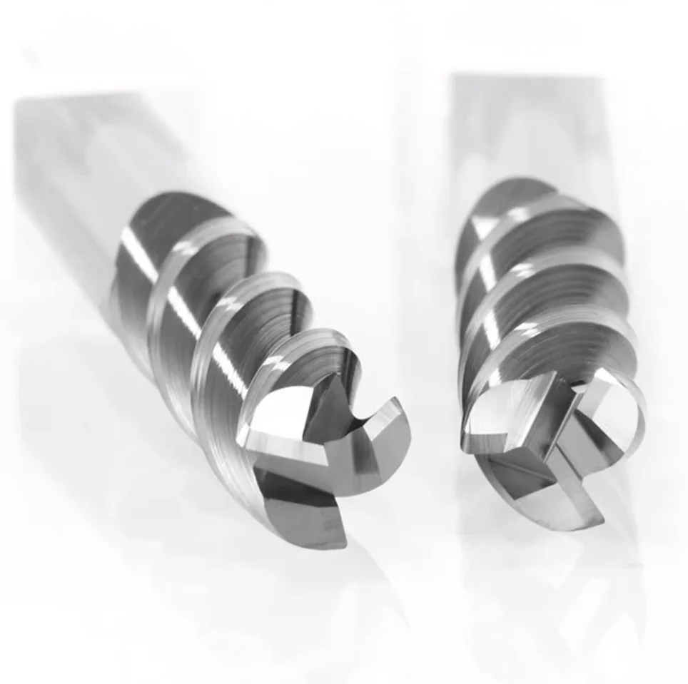 HRC55 CNC Carbide Round Nose Millling Cutter Tungsten 3 Flute Metal Steel Machining Tool Key Face Square Router Bit 6 8 12 Shank