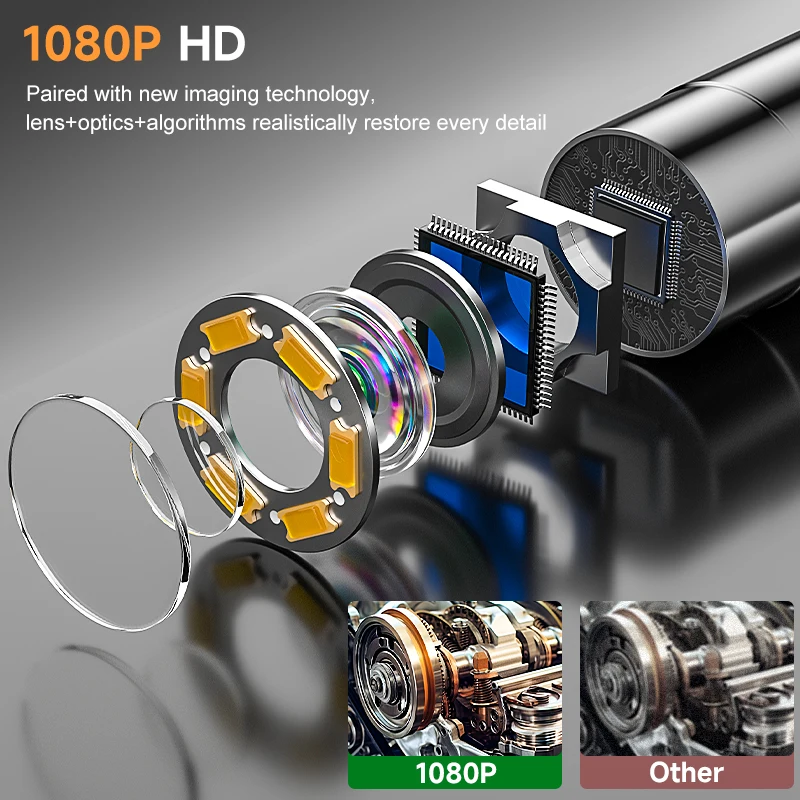 2-Way Steering Endoscope Camera for IOS/Type-C 1080P HD 6.2MM/8.5MM Articulation Hand-held Borescope Inspection for Piping