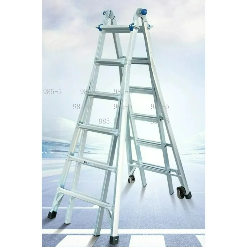 Multi Angle Adjustable Aluminum Ladder 18FT High Load Household Ladder