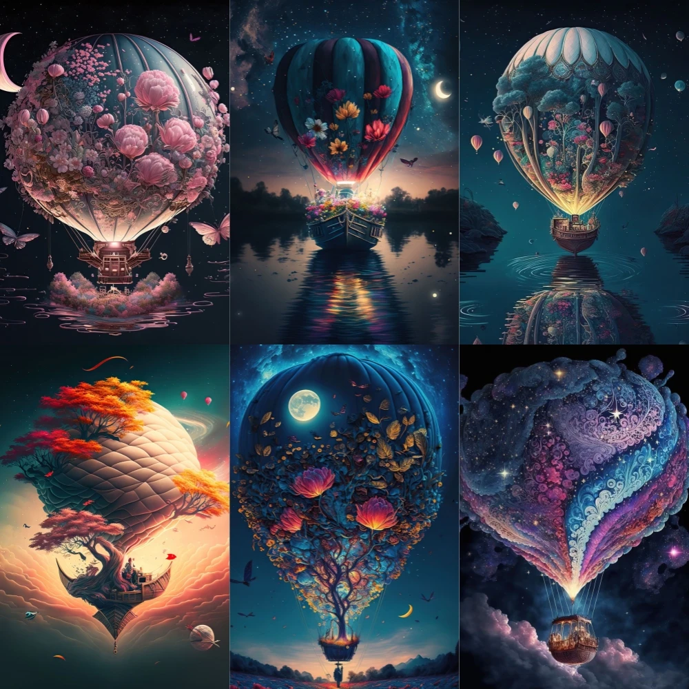 5D Landscape Diamond Painting Fantasy Hot Air Balloon Full Rhinestone Mosaic Embroidery Cross Stitch Kit Home Gifts ダイヤモンドアート