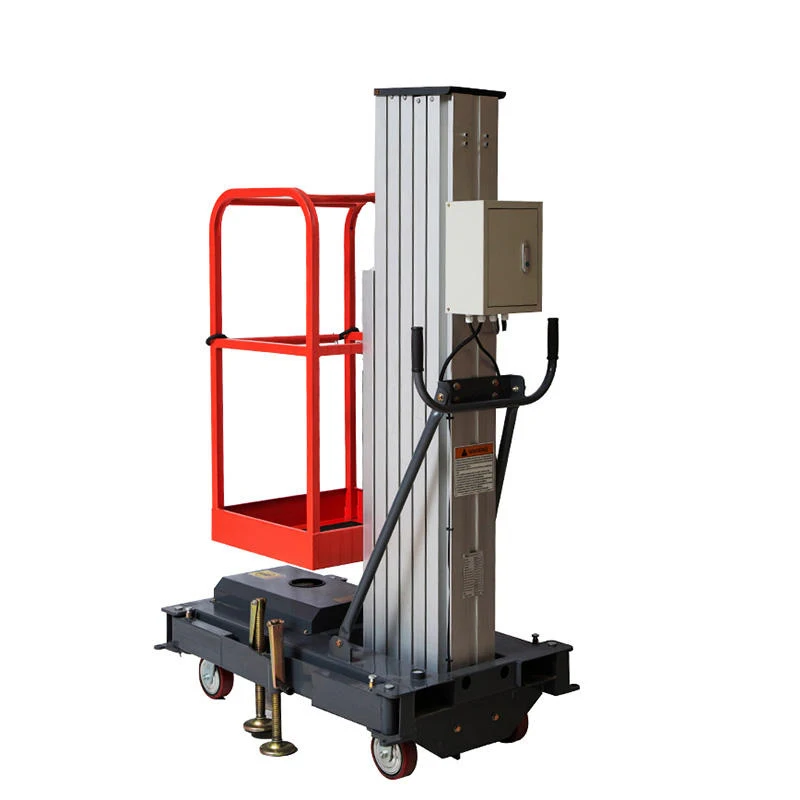 Compact Design One Man Operation 100kg 150kg Portable Electric Hydraulic Vertical Single Mast Aluminum Lift Platform