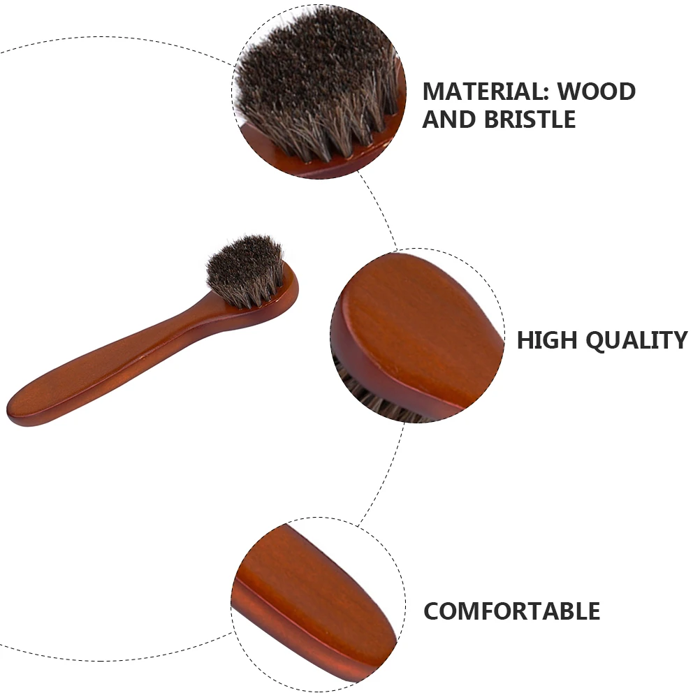 

1Pcs Horse Hair Brush Brown Wood Handle Comfortable Easy Use Multifunctional Cleaning Tool Shoes Clothes Brush