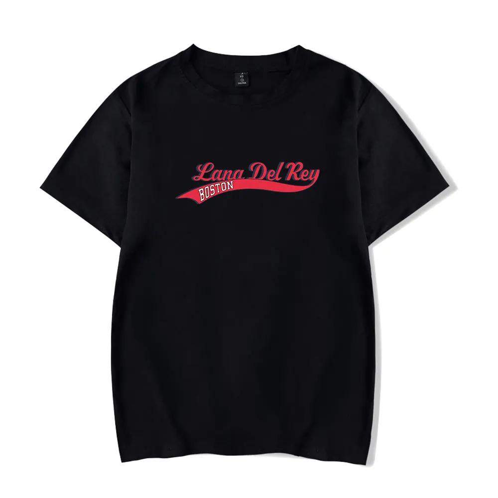 Lana Del Rey Boston Script Logo Merch T-Shirt Unisex Short Sleeved T Shirt Casual Tee