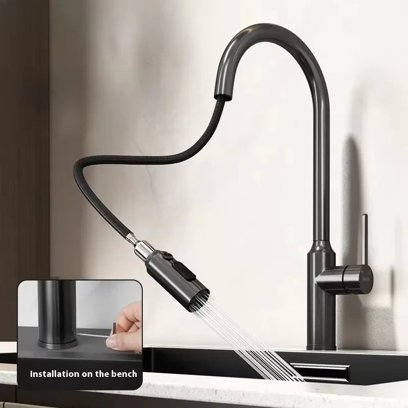 

ZC1-Modern Design Single-Hole Kitchen Faucet Universal Hot Cold Submarine Basin Splash-Proof Ceramic Valve Core