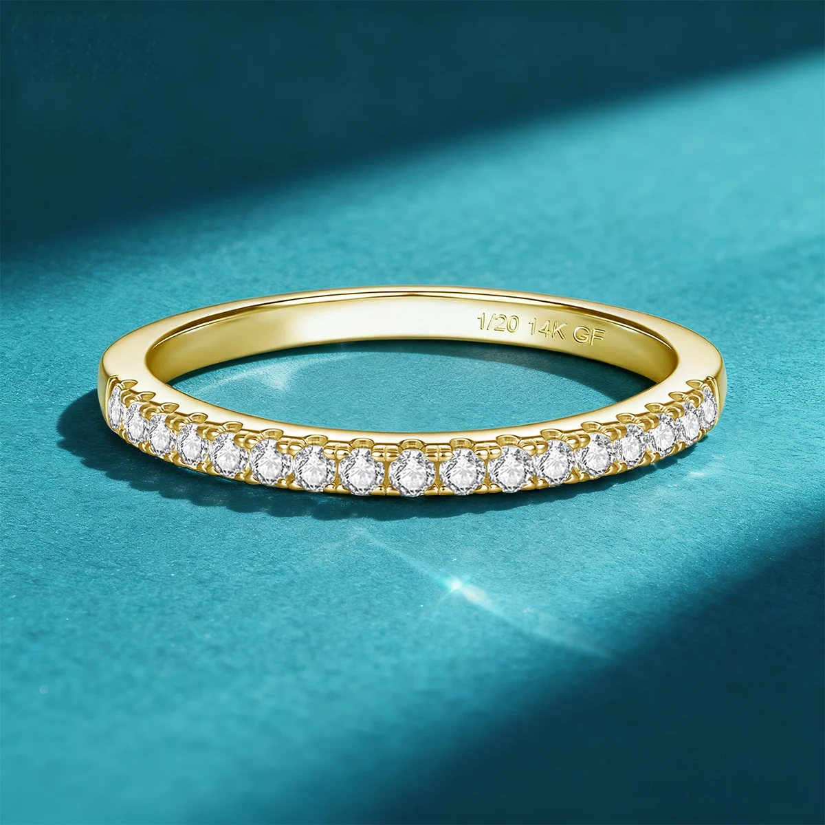 Beautiful 14K Gold Filled Thin Ring Slim Sparking Moissanite Stackable Rings for Women Party Finger Jewelry Accessories