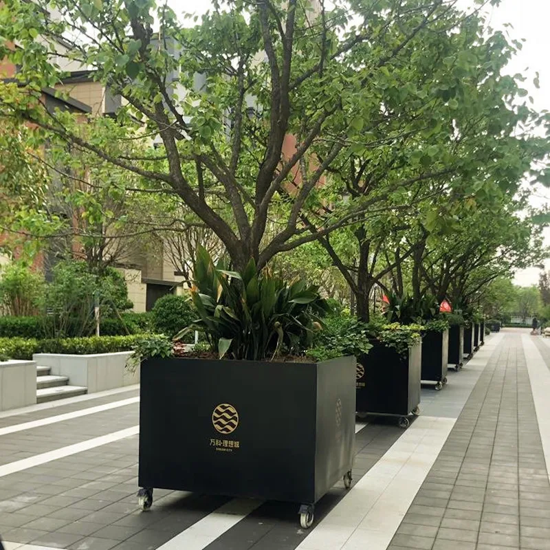 Large stainless steel planting box wrought iron flower box municipal combination courtyard rectangular outdoor rust-proof