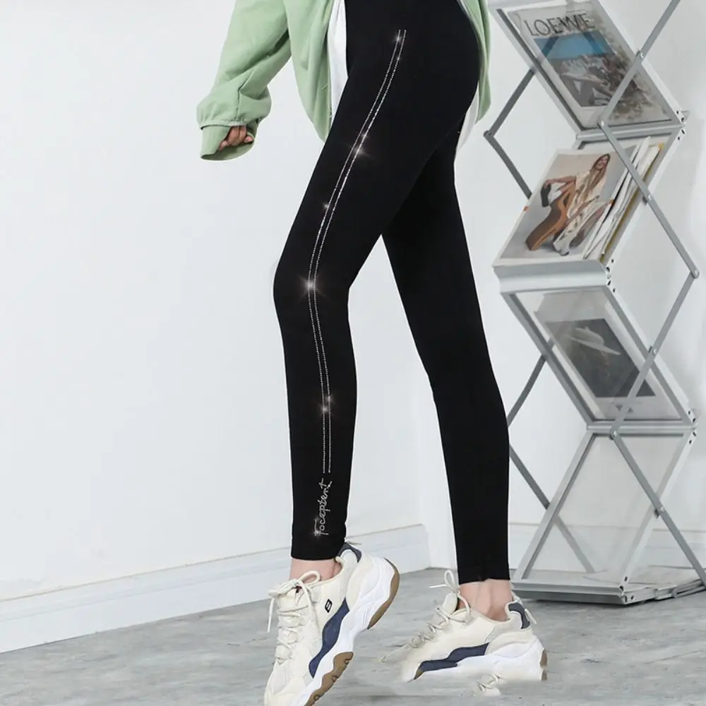 Bright Drill Glitter Leggings Super Elastic High Waist Leisure Glitter Pant Harem Pants Thicken Diamonds Glitter Pants Summer