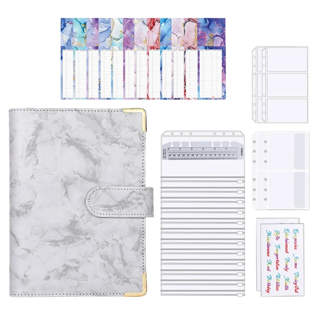 Loose-leaf Budget Binder Zipper Envelopes Sticker Savings with Cash Office Money Book Organizer for