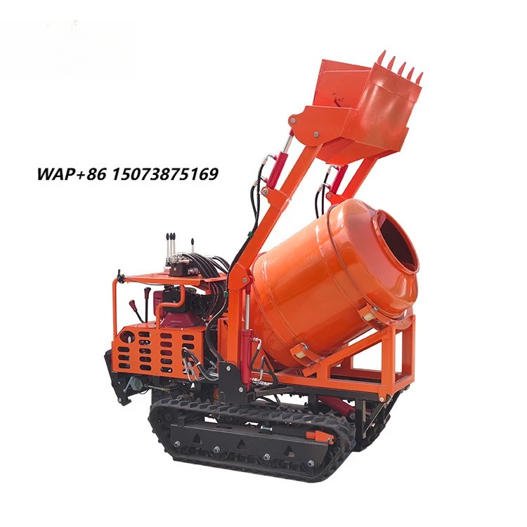 Hydraulic Crawler Concrete Mixer Mobile Tracked Concrete Mixer Dumper Mixing Loader Automatic Loading 500L Mini Concrete Mixer