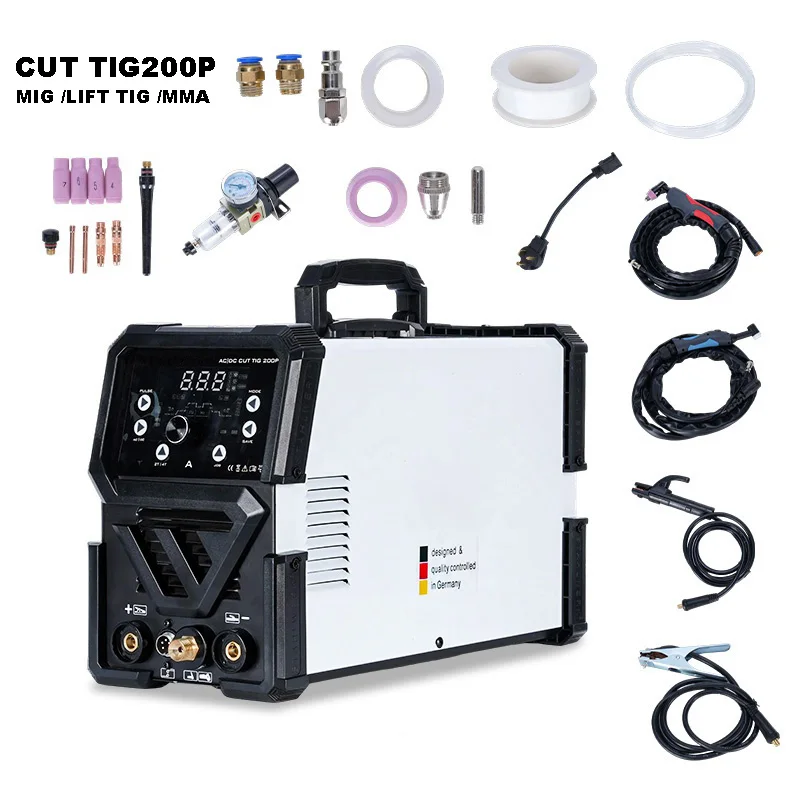 3 IN 1 Welding Machine TIG / MMA / PULSE / CUT Lightweight Welder Low Power Consumption For Homework AC DC CUT TIG200P EU/US