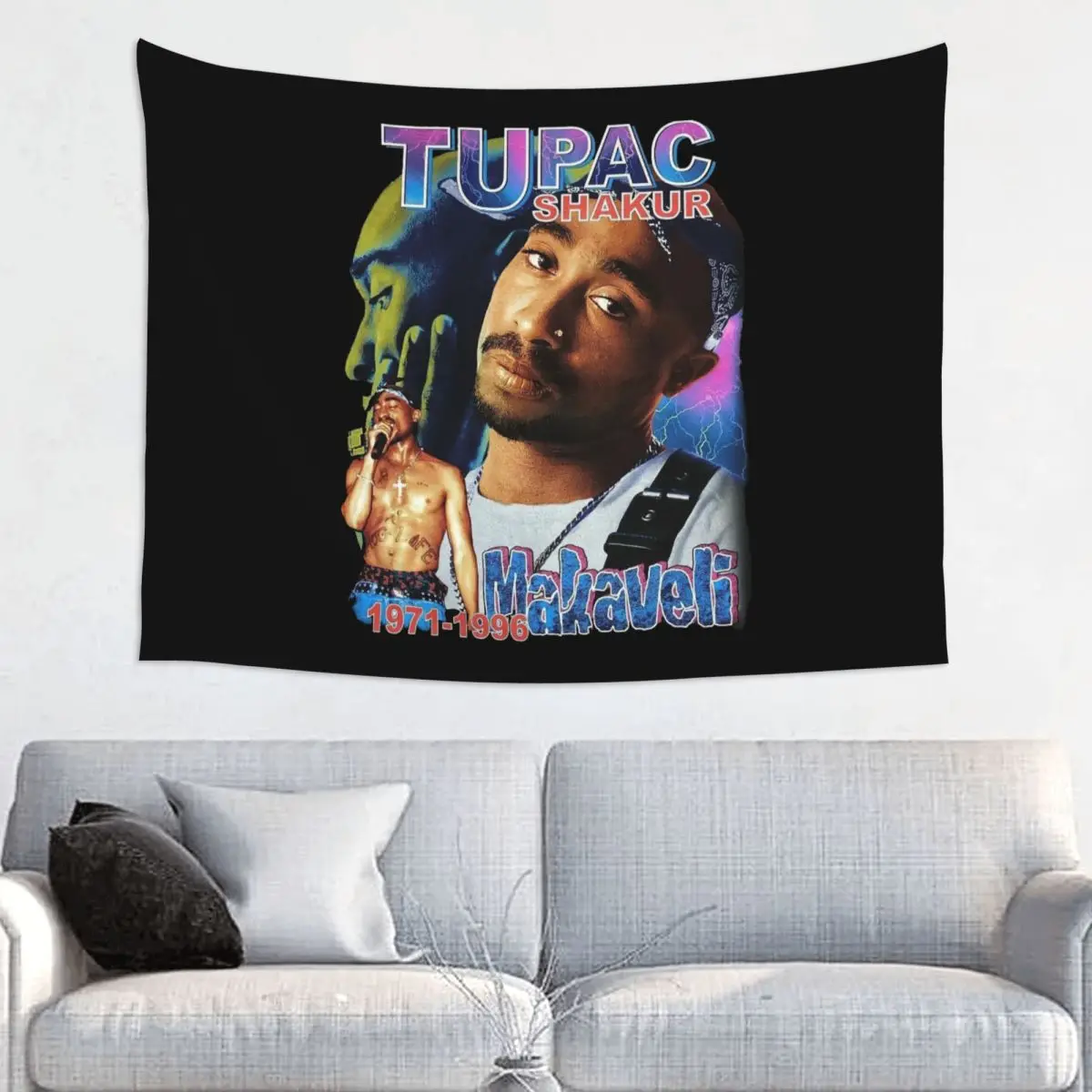 Tupac 2PAC Rap Music Tapestry Hippie Polyester Wall Hanging Room Decor Curtain Witchcraft Wall Blanket