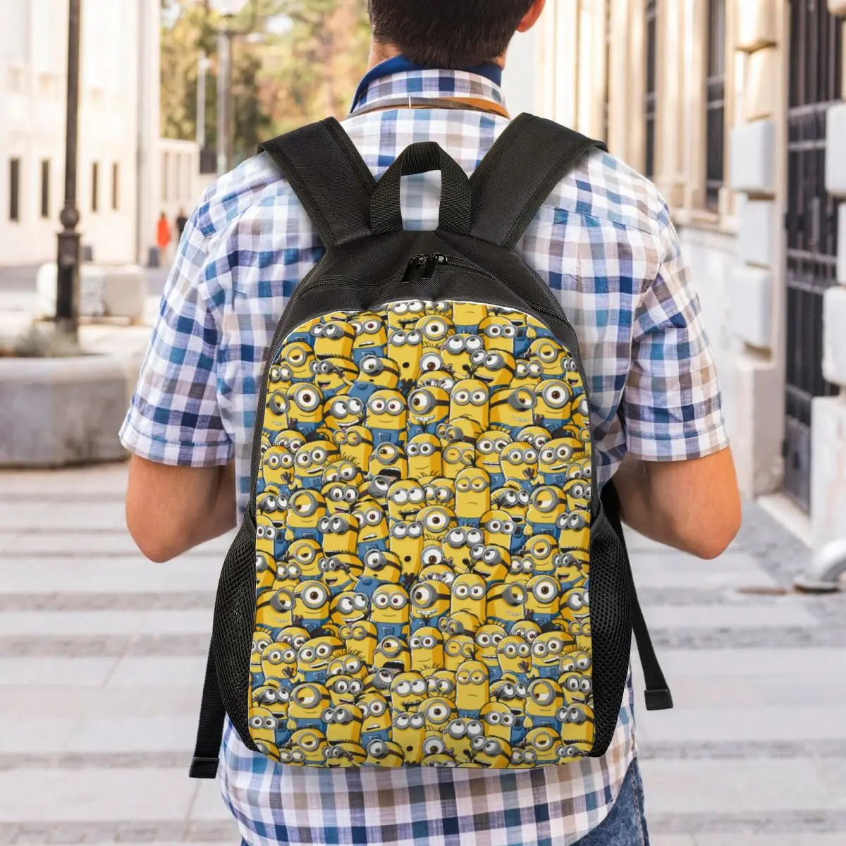 Custom Minions Anime Backpack Women Men Casual Bookbag for College School Cartoon Minion Bags