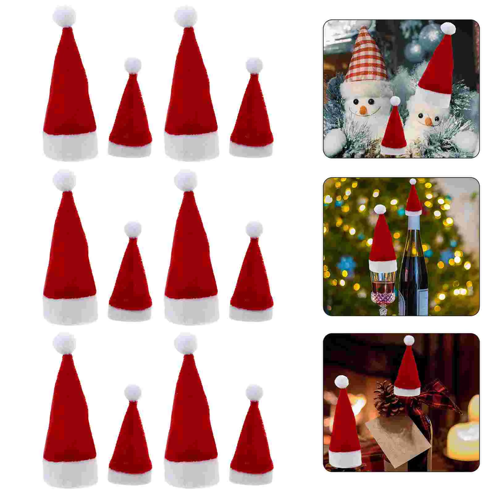 

12 Pcs Mini Santa Hat Hats for Crafts Festive Decoration Miniature Claus Cap Bottle Cloth Christmas Ornaments