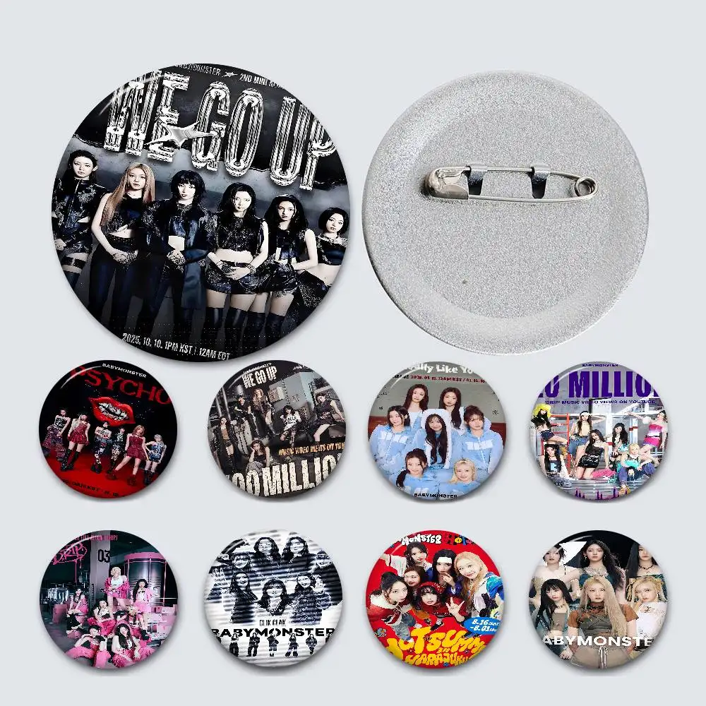 Kpop B-Babymonster 32/44/58MM Perni di bottoni personalizzabili Carino Divertente Distintivo creativo Decorazione di gioielli Regali per gli amici
