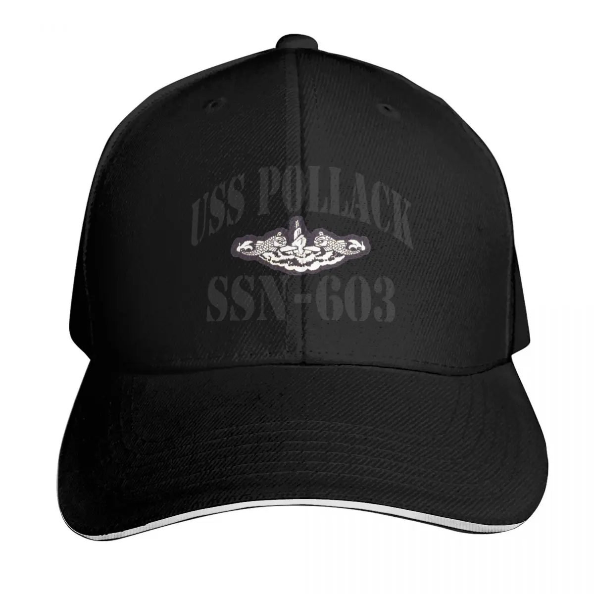 USS POLLACK (SSN-603) SHIP'S STORE Baseball Cap Cotton Twill Breathable Contrast Two Tone Brim Snapback Flat Bill
