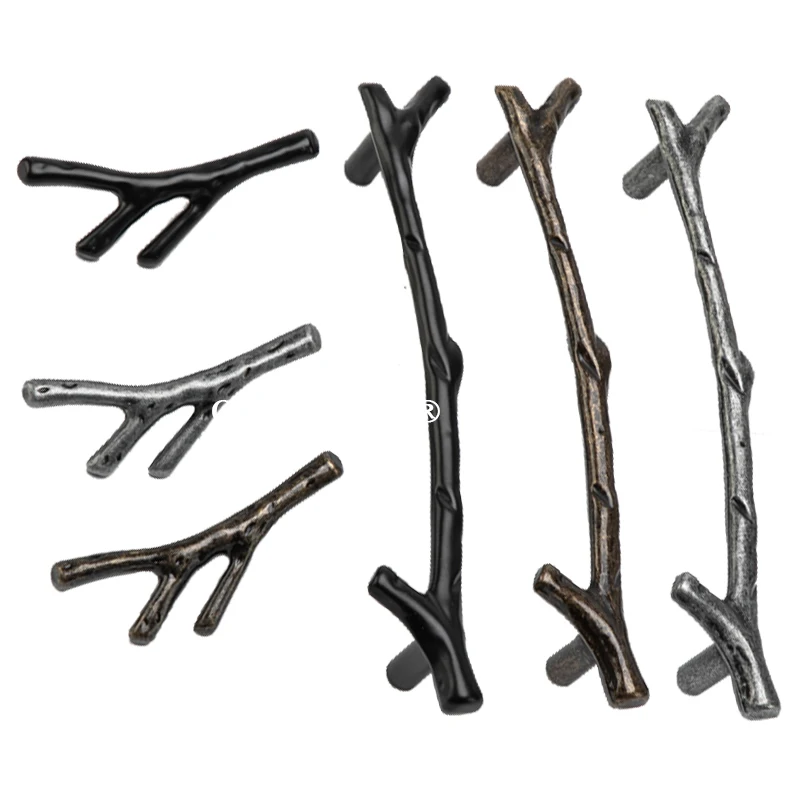 

Creative Antique 4PCS Solid Zinc Alloy Branches Furniture Handles Drawer Pulls Cupboard Wardrobe Kitchen Shoe TV Cabinet Pulls