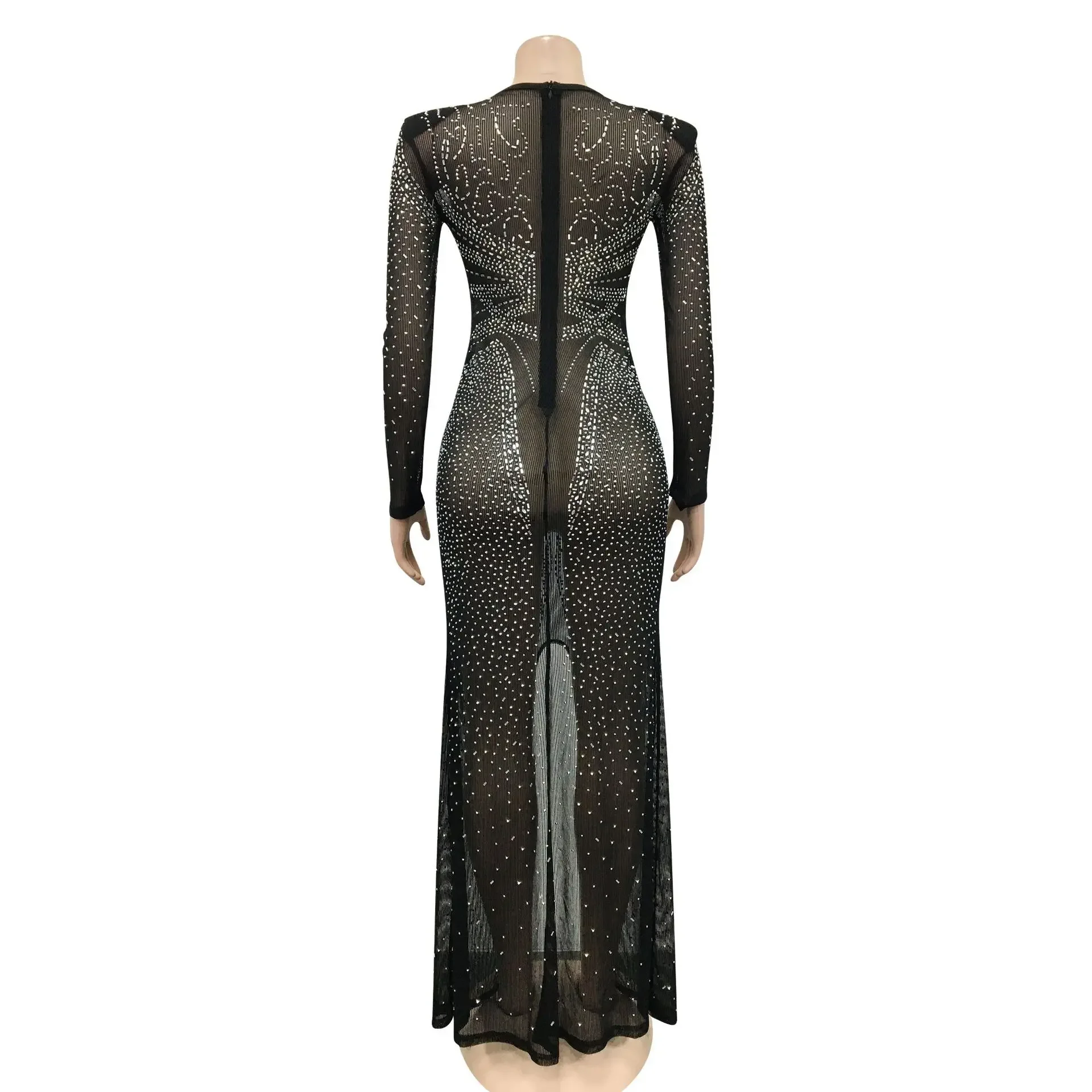 black long sleeve mesh diamond dress Pontee One Shoulder Pleated Midi Dress - Black
