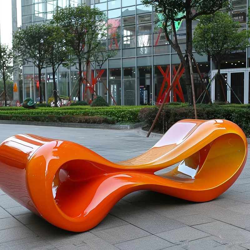 *Cutomization furniture factory Modern Creative Fiberglass Bench Seating Outdoor Furniture Waterproof Shopping mall use