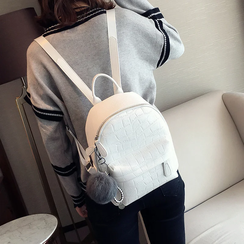 Female White Back Pack Black Mini Backpacks Women PU Leather Cute Small Backpack For Teen Girls Fashion Bagpack Woman