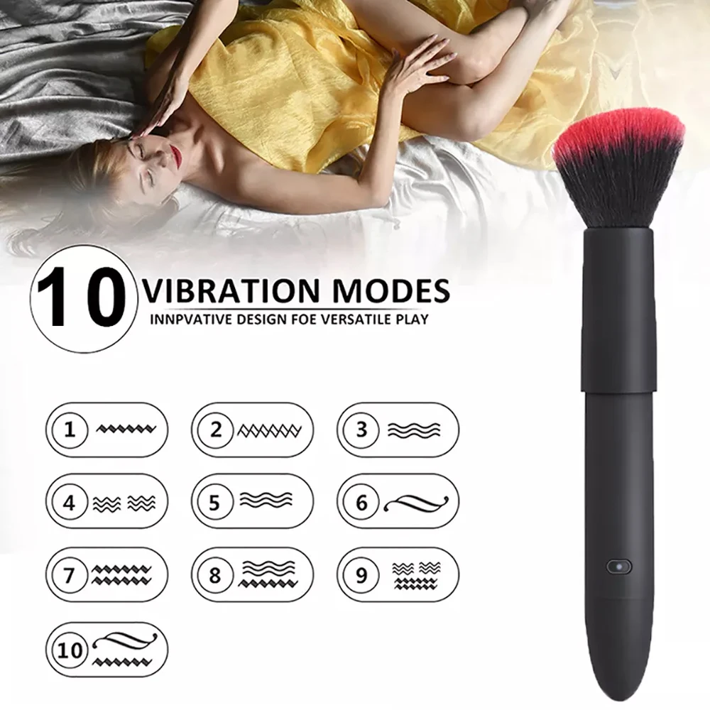 ไฟฟ้าอัตโนมัติแปรงเครื่องสำอาง10การสั่นสะเทือนความเร็ว Clitoris Stimulator Massager ผู้ใหญ่ของเล่นนวด Vibrator Make Up แปรง