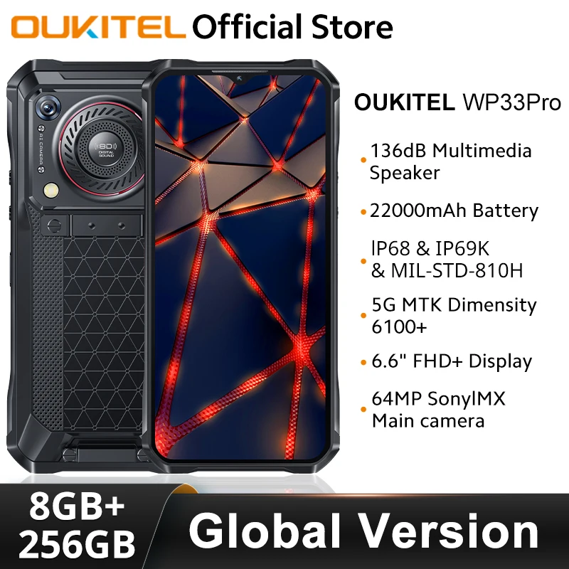 Oukitel WP33 Pro 5G Rugged Smartphone 22000mAh 6.6