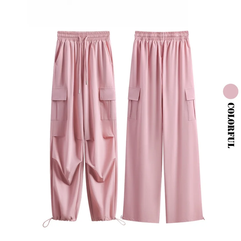 DRUR Women Jogging Cargo Pants Summer Quick Dry Cuffed Lightweight Running Trousers Loose Outdoor Sports Training Sweatpants New