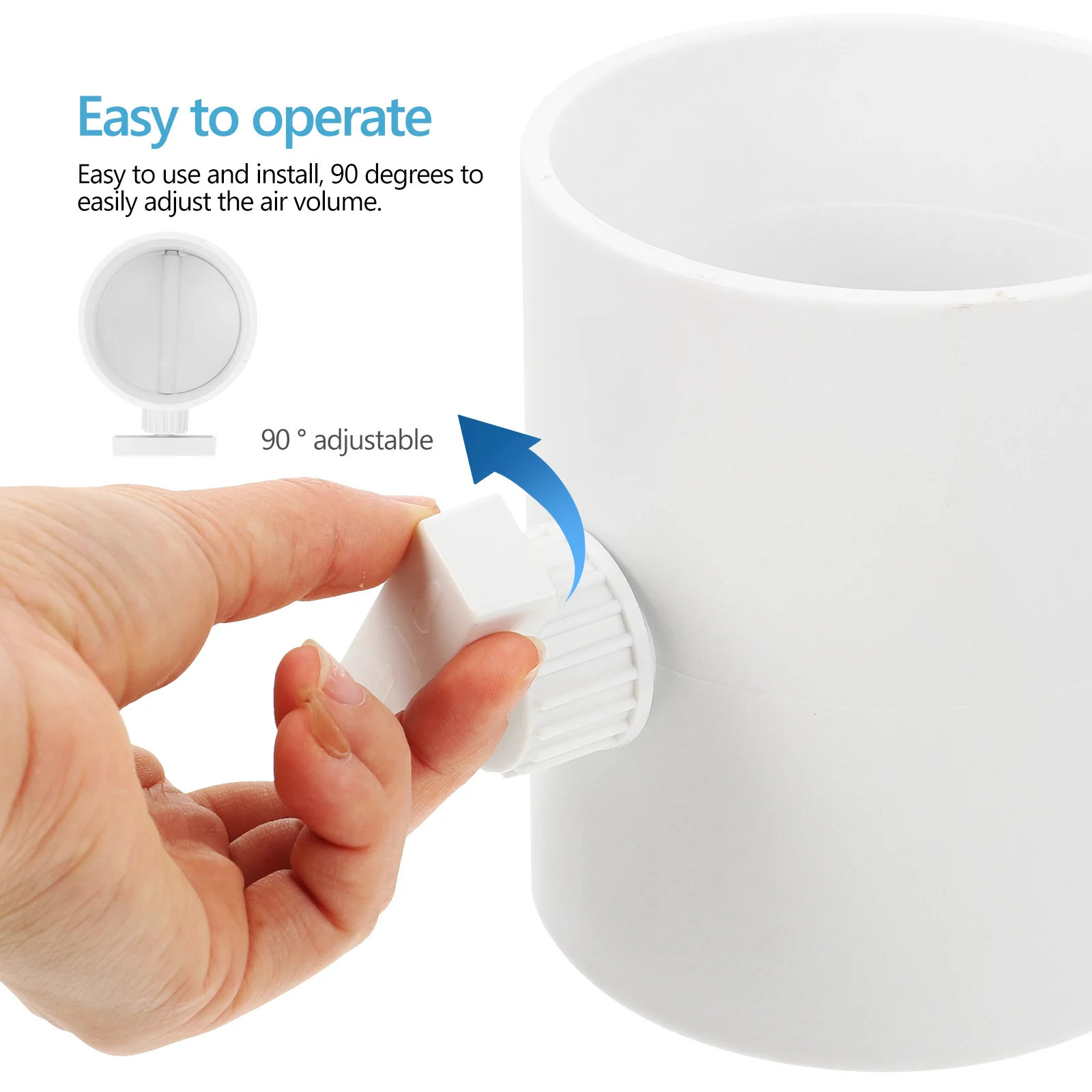 Amortiguador de retroceso de PVC, Extractor de ventilación de flujo de aire ajustable duradero, inserto de conducto de ventilador, accesorio de conducto de aire, amortiguador de retroceso