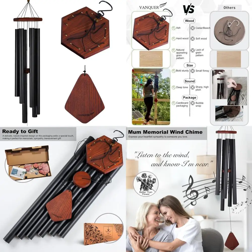 

Outdoor Large Deep Tone Wind Chimes - 46 Inch Memorial and Sympathy Chimes for Outdoor Spaces