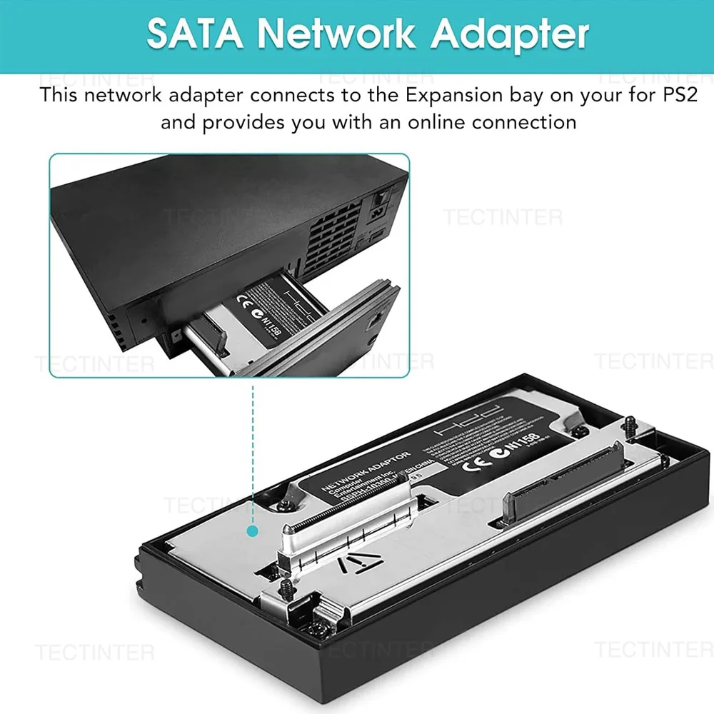 Adaptador de Rede com Interface SATA para Conector de HDD do Console de Jogos Sony PS2 Fat, Plugue para Soquete SATA PS2 para jogos.