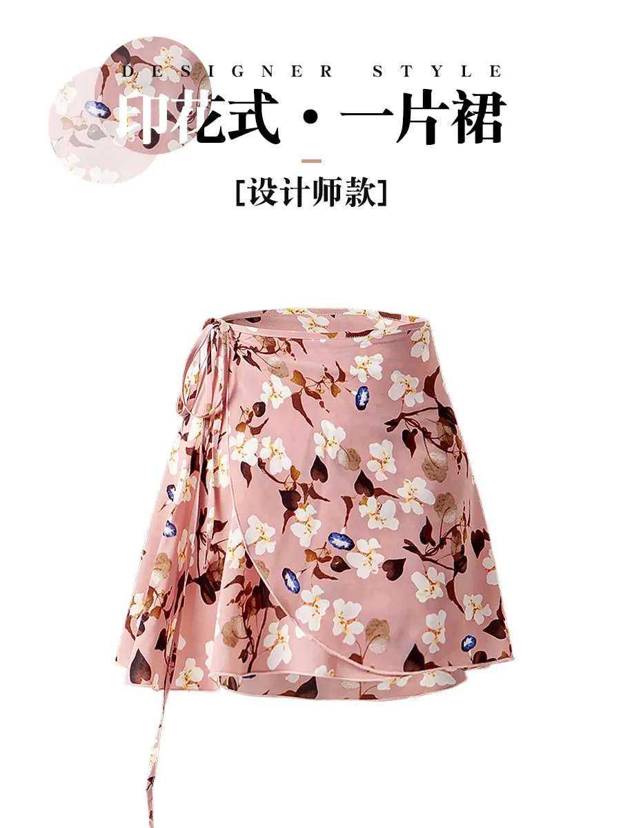 Gonna da ballo per balletto Bambini adulti Body in chiffon per pratica di fiori Tutu Abito da ballo per balletto avvolgente con stampa floreale da donna