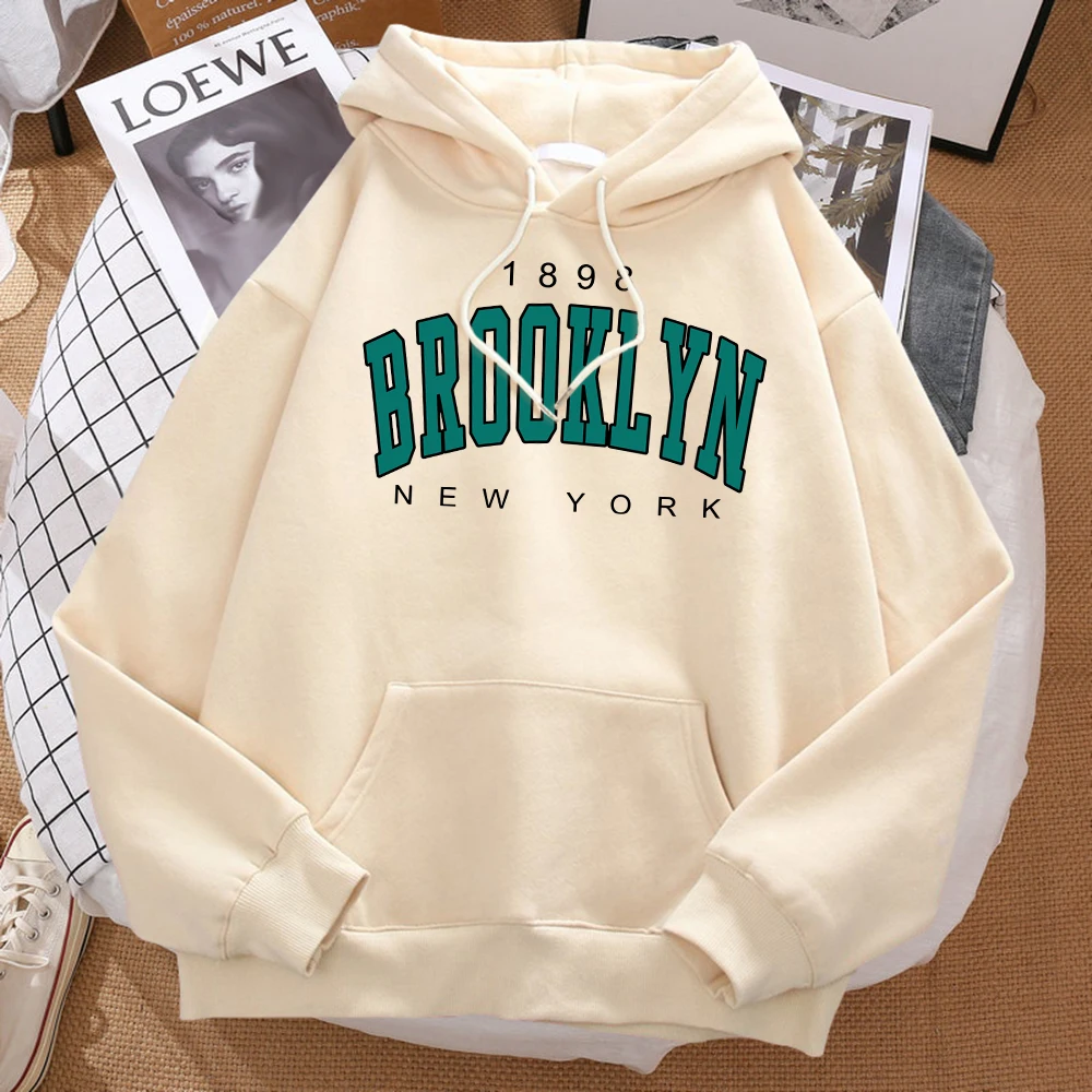 1898 Brooklyn New York Printed Men Hoodie Street Fleecehoody Hipster Autumnsweatshirt Hip Hop Casual Fleece Clothing Woman