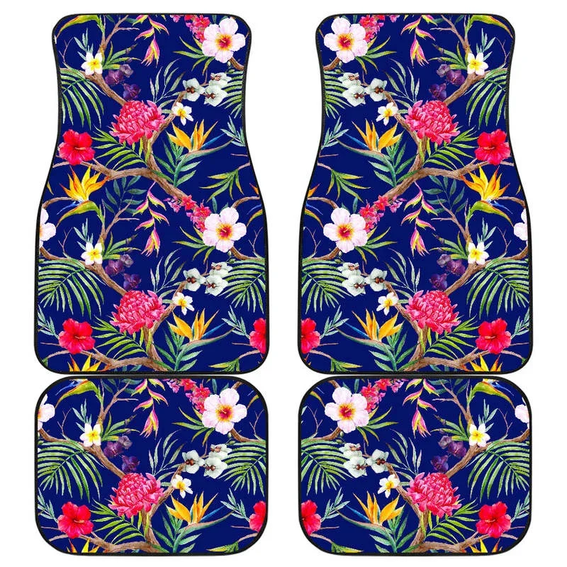 

Акварельный тропический цветочный узор с принтом спереди и сзади автомобильные коврики тяжелый ковер спереди и сзади полный комплект 4 шт. в упаковке
